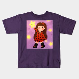 Reach for the stars - Cute Girl Illustration Kids T-Shirt